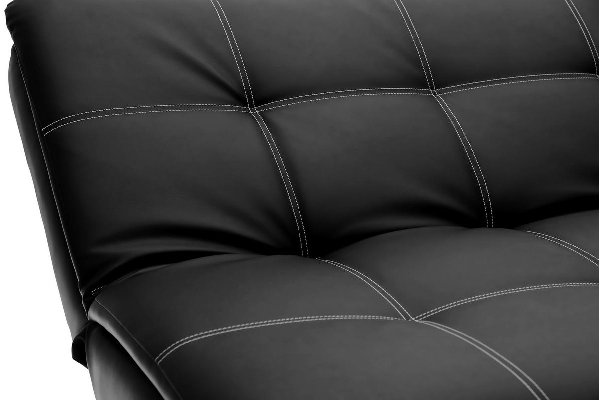 SCHLAFSOFA Lederlook Schwarz  - Silberfarben/Schwarz, Design, Textil/Metall (180/78/93cm) - P & B