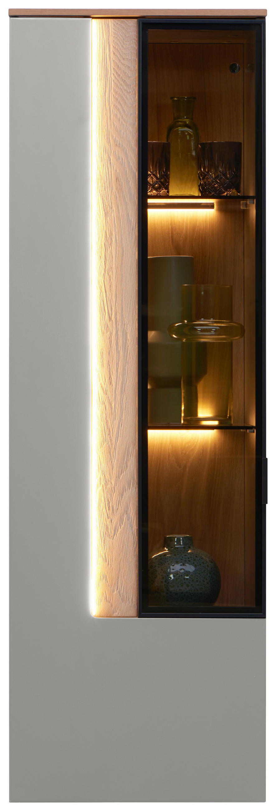 HÄNGEVITRINE  in furniert Eichefarben, Hellgrau  - Eichefarben/Hellgrau, Design, Glas/Holzwerkstoff (45,6/139,4/36cm) - Dieter Knoll