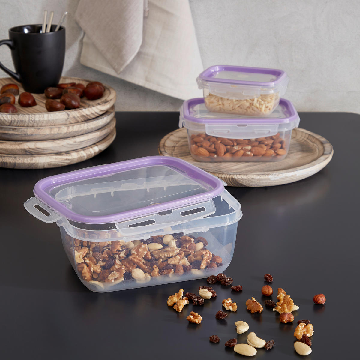 DÓZA NA SKLADOVANIE POTRAVÍN plast  plast 0,45  l - lila/priehľadné, Konventionell, plast (14cm) - Boxxx