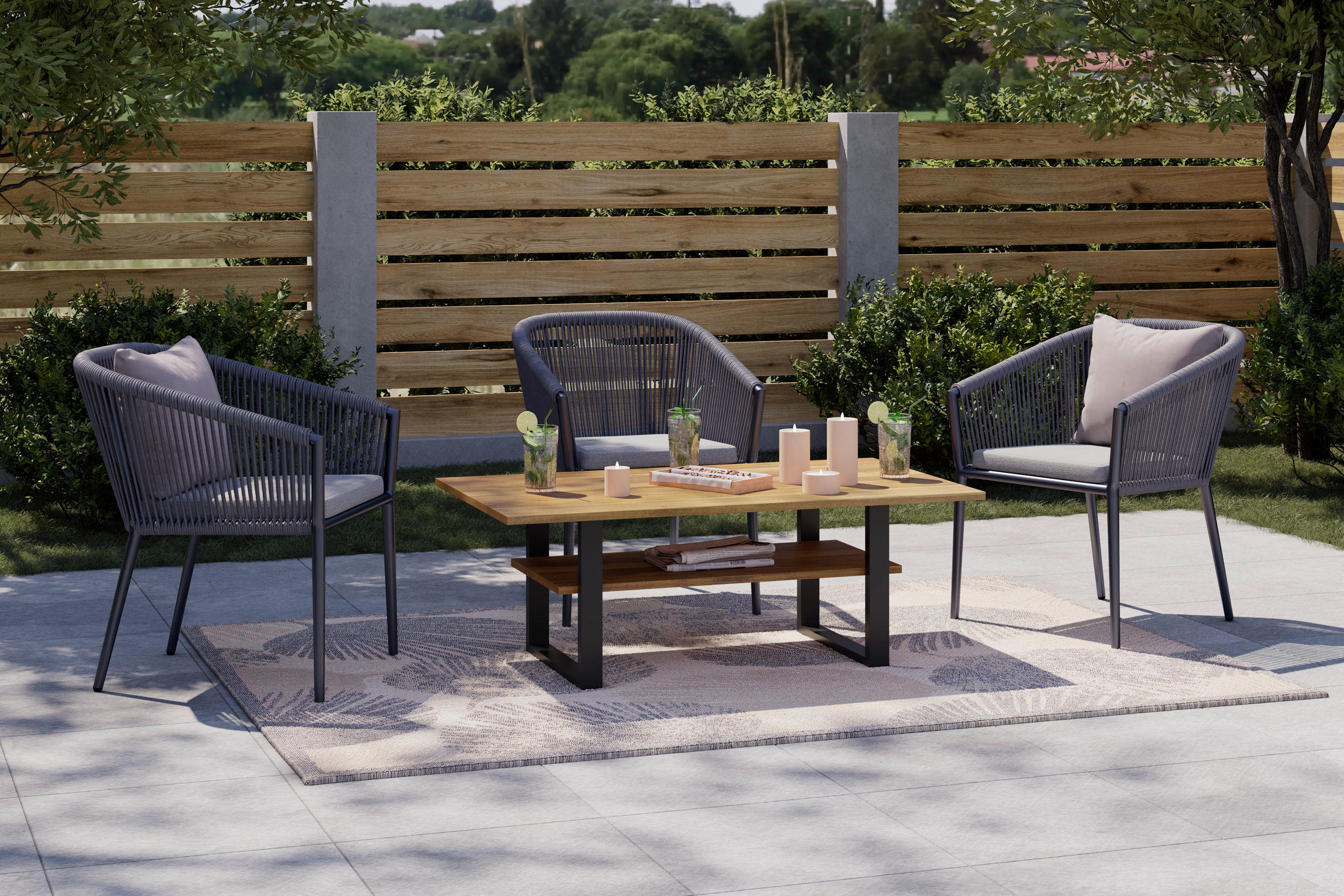 LOUNGETISCH Metall, Holz Akaziefarben rechteckig  - Akaziefarben, Modern, Holz/Metall (115/46/65cm) - Ambia Garden