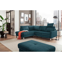 ECKSOFA in Mikrofaser Petrol  - Chromfarben/Beige, Design, Textil/Metall (200/229cm) - Pure Home Lifestyle