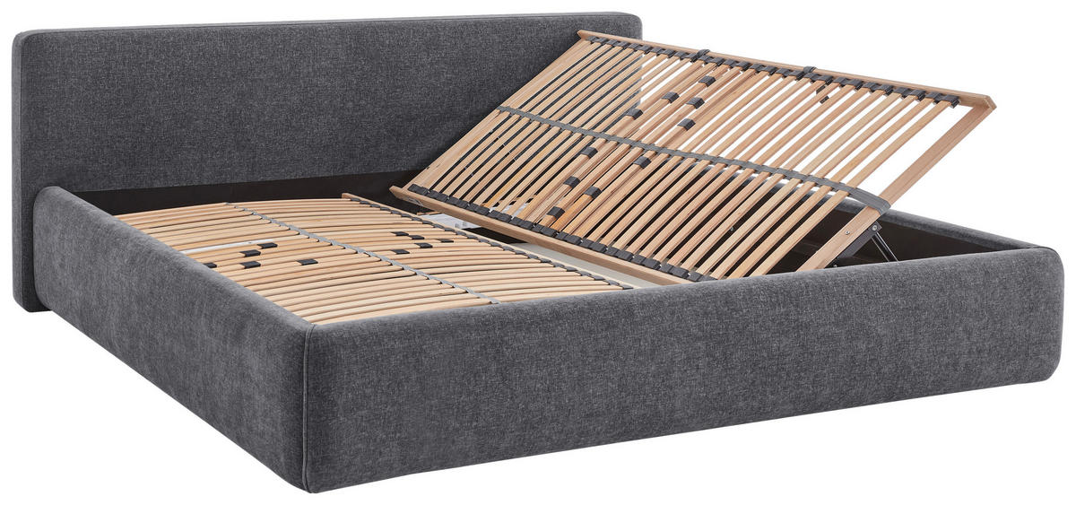 POLSTERBETT Bettkasten, Lattenroste Grau 180/200 cm  - Birkefarben/Buchefarben, Design, Holz/Textil (180/200cm) - Xora