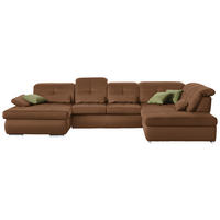 WOHNLANDSCHAFT Mikrofaser Braun  - Chromfarben/Braun, Design, Textil (195/371/260cm) - Beldomo Style