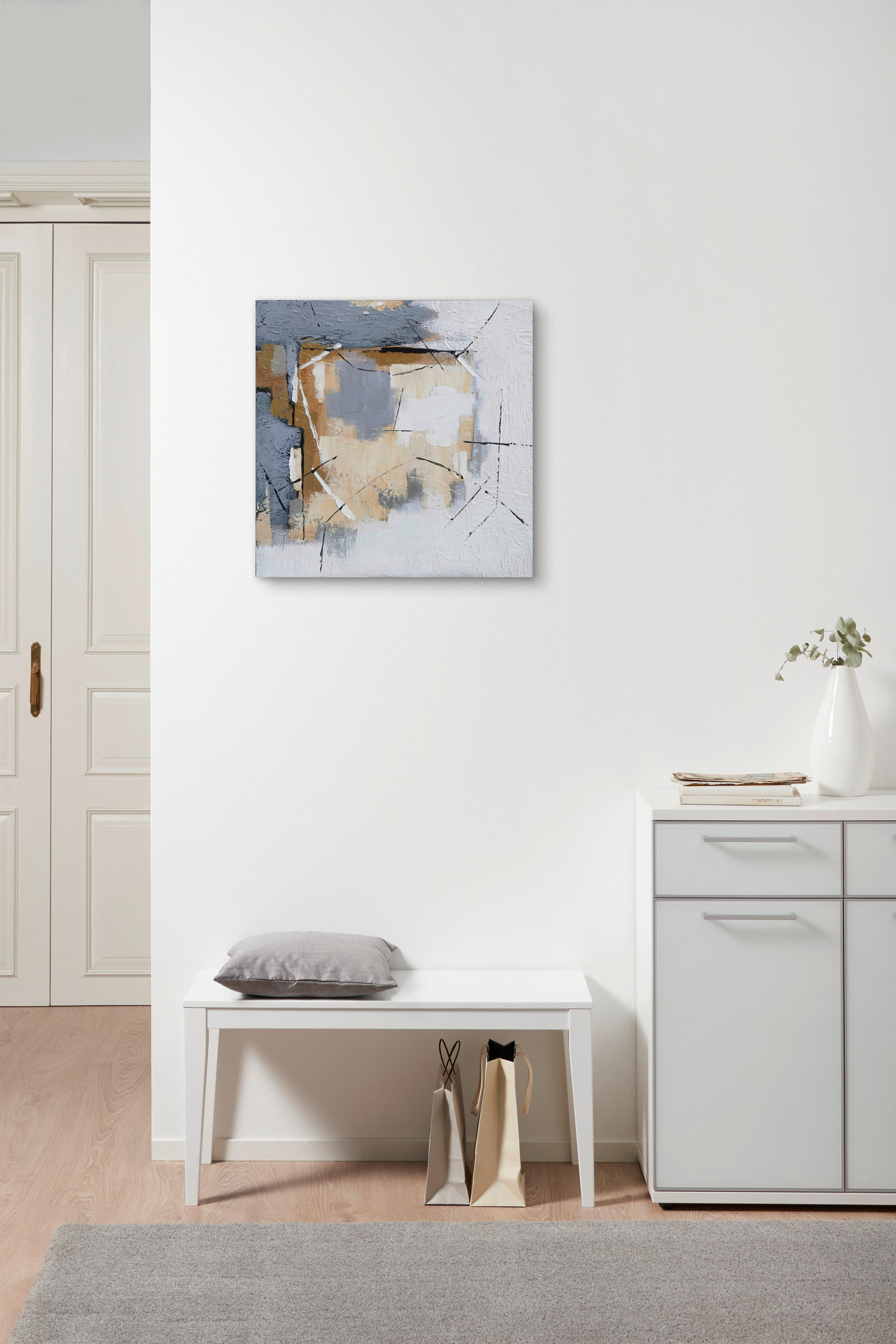 ULJENA SLIKA  55/55 cm       - bijela/siva, Design, drvo/tekstil (55/55cm) - Monee