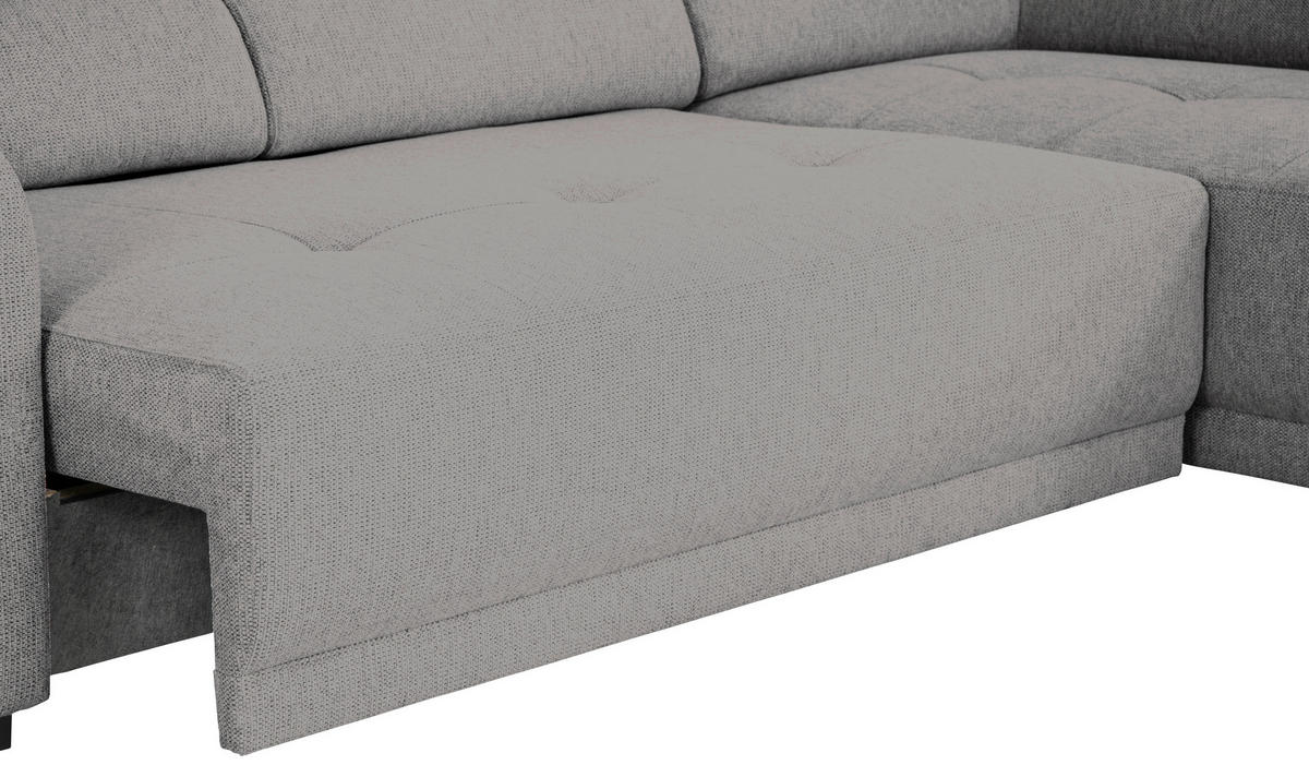 ECKSOFA in Struktur Dunkelgrau  - Dunkelgrau/Schwarz, Design, Kunststoff/Textil (284/205cm) - MID.YOU