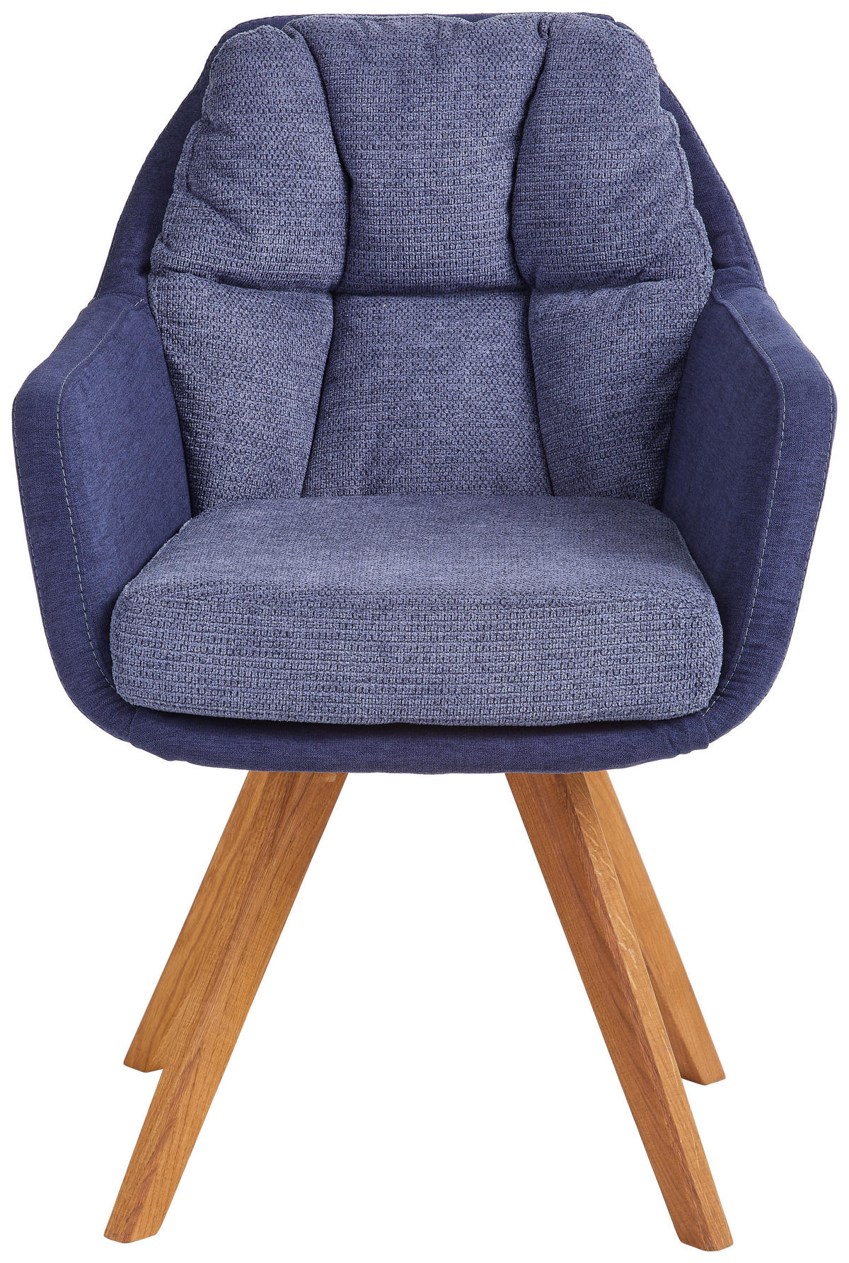 ARMLEHNSTUHL  in Flachgewebe  - Blau/Eichefarben, Design, Holz/Textil (65/85/68cm) - Linea Natura