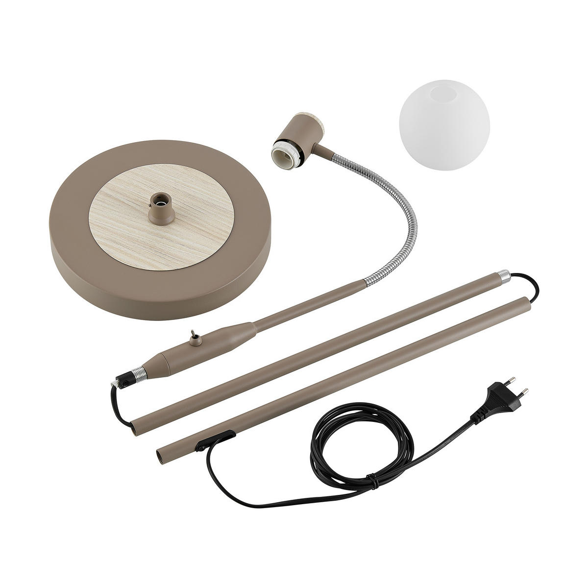STEHLEUCHTE Merope 23/146 cm   - Sandfarben/Eschefarben, Basics, Glas/Metall (23/146cm) - Novel