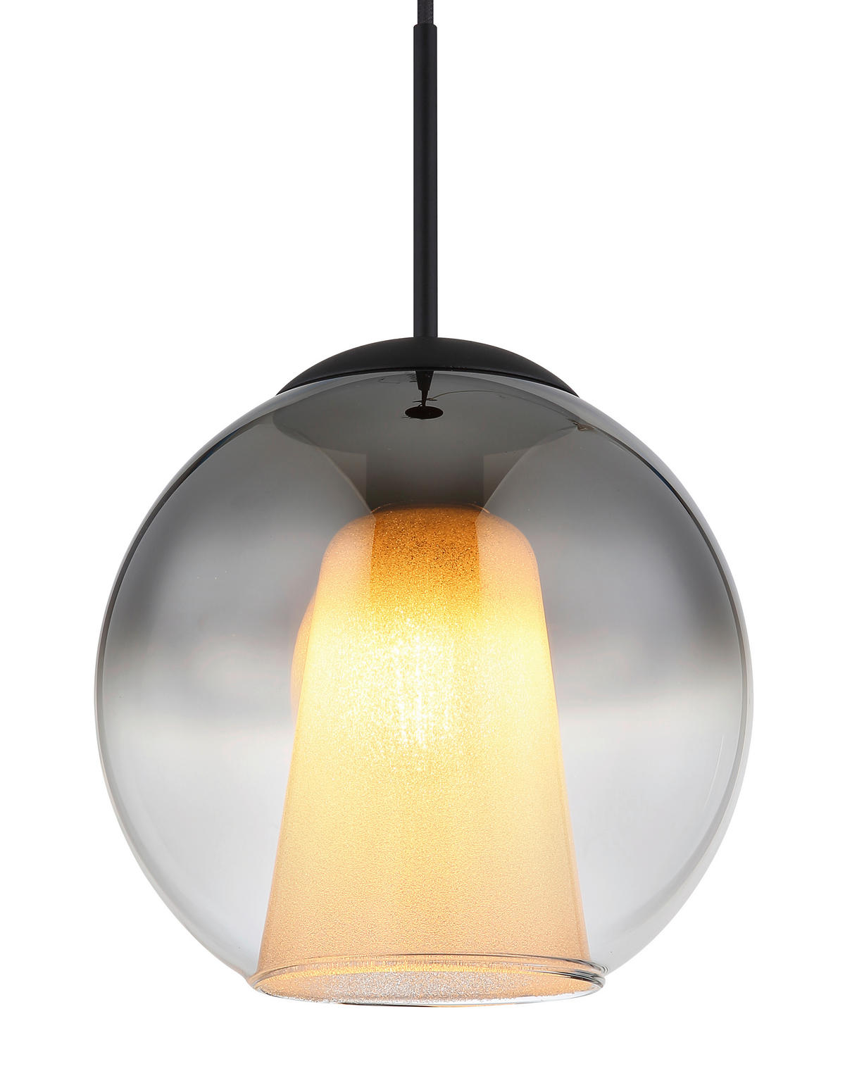 HÄNGELEUCHTE 25/120 cm    - Klar/Schwarz, Basics, Glas/Textil (25/120cm) - Globo