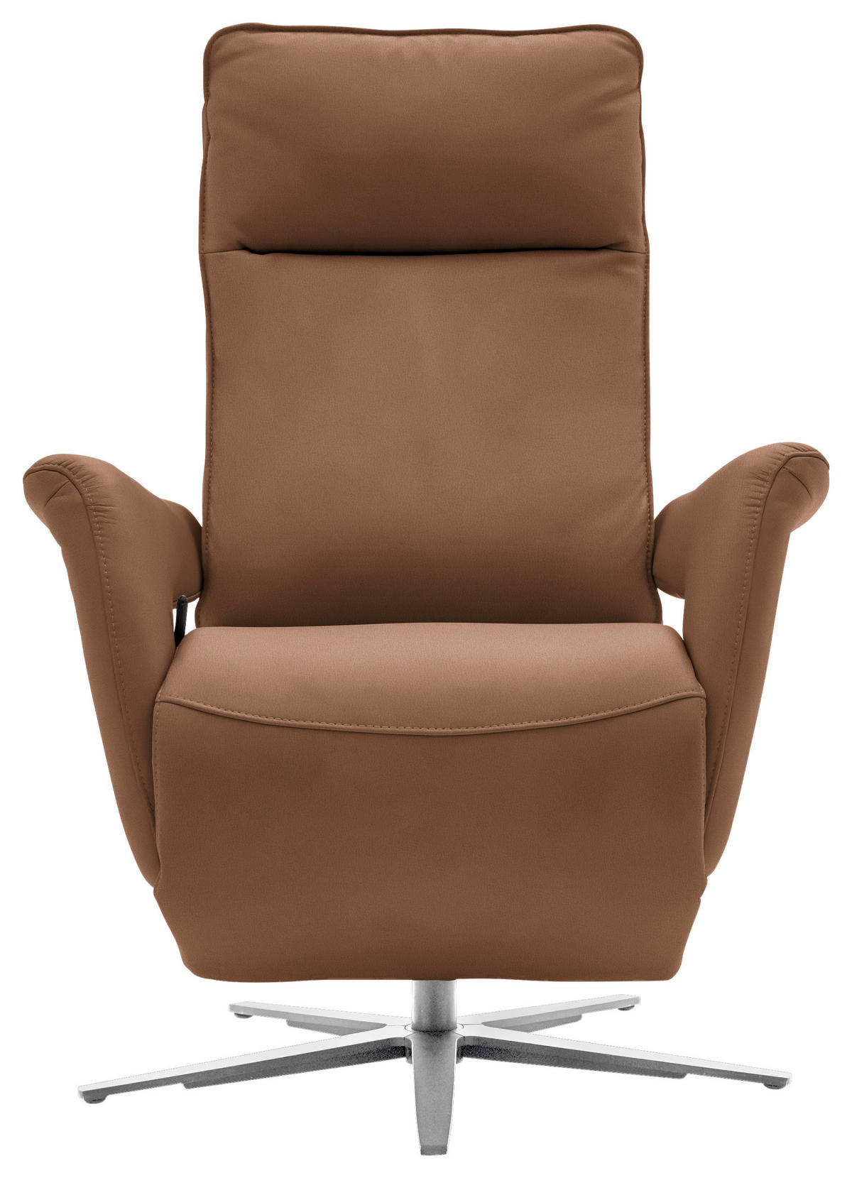 RELAXSESSEL in Leder Braun  - Edelstahlfarben/Braun, Design, Leder/Metall (79-83/116/87-176cm) - Valdera