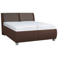 POLSTERBETT 180/200 cm  in Braun  - Weiss/Silberfarben, Design, Holzwerkstoff/Kunststoff (180/200cm) - Beldomo - Sleep