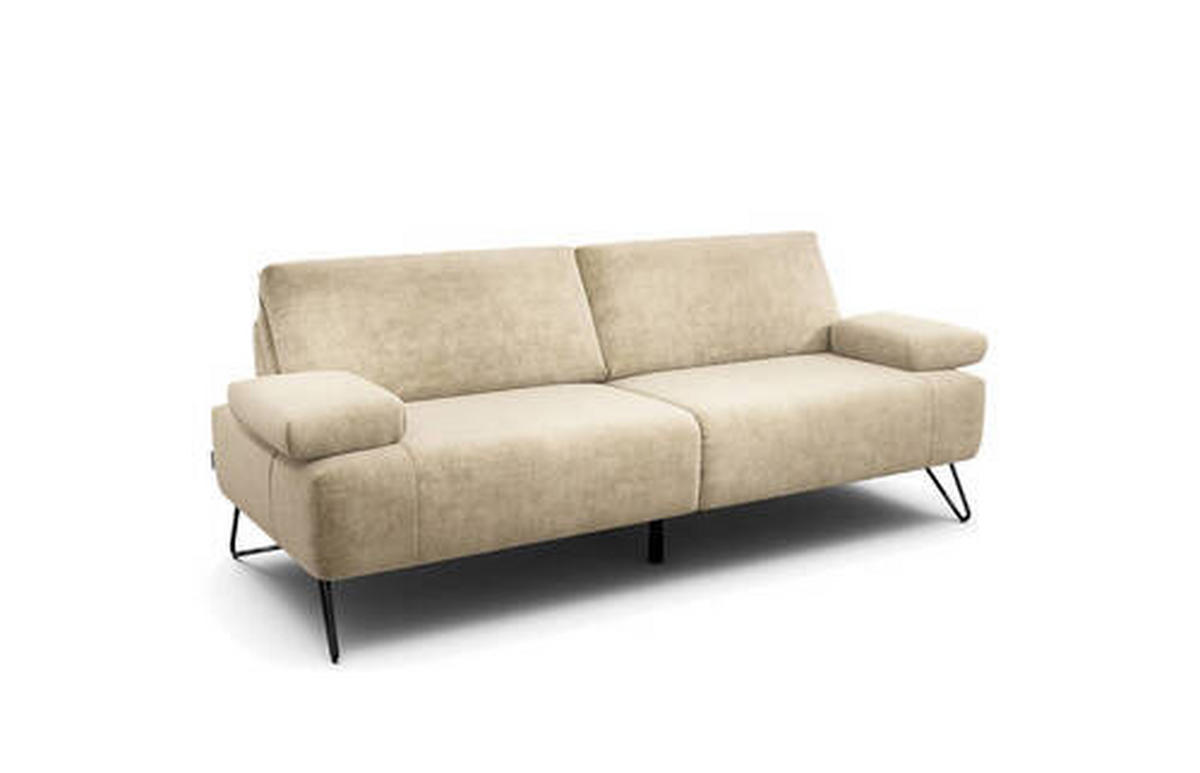 2,5-SITZER in Samt Naturfarben  - Schwarz/Naturfarben, Design, Textil/Metall (204-234/85/86-94cm) - SENSOO
