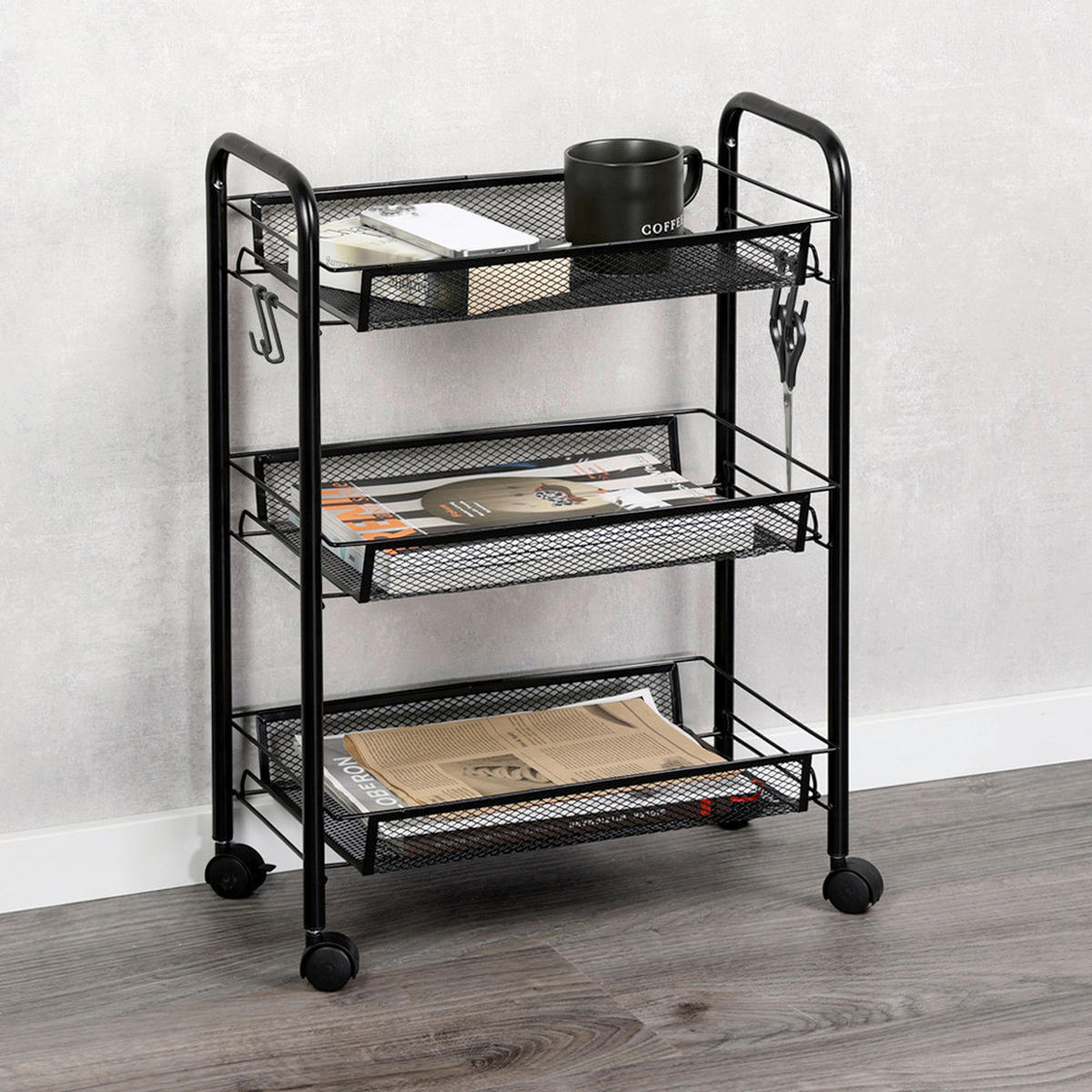 SERVIERWAGEN Schwarz  - Schwarz, Basics, Metall (26/44/63.5cm) - Kesper