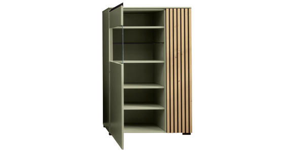 HIGHBOARD Schwarz, Wildeiche, Schilfgrün 87/136/45 cm - Schilfgrün/Wildeiche, Design, Glas/Holz (87/136/45cm) - Moderano