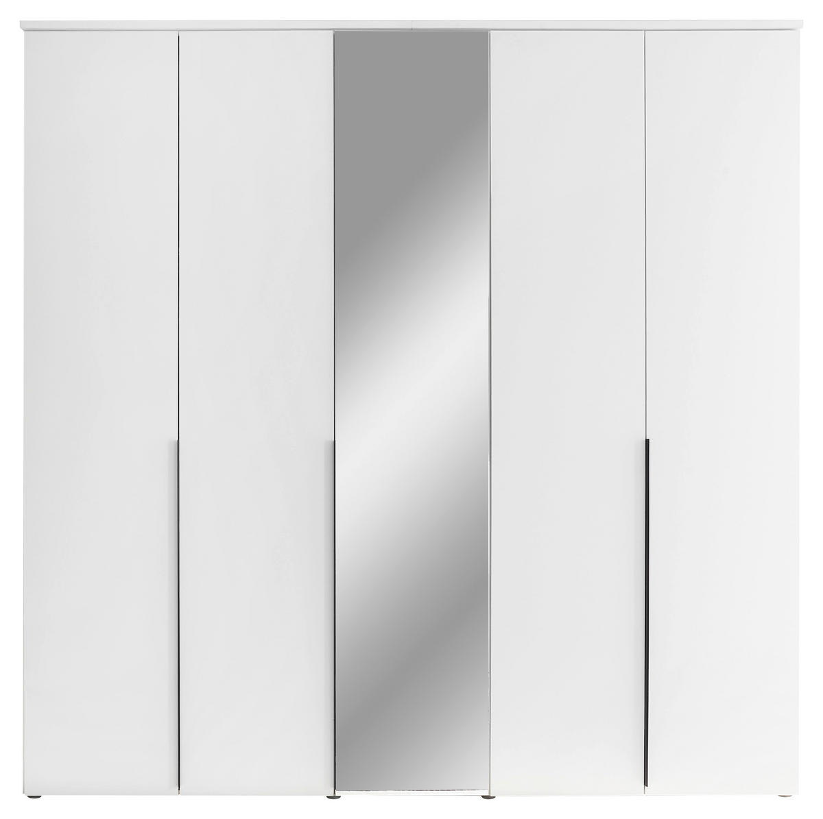 GARDEROB MED GÅNGJÄRN 225/225/52 cm 5-dörrar - vit/svart, Modern, trämaterial/glas (225/225/52cm) - MID.YOU