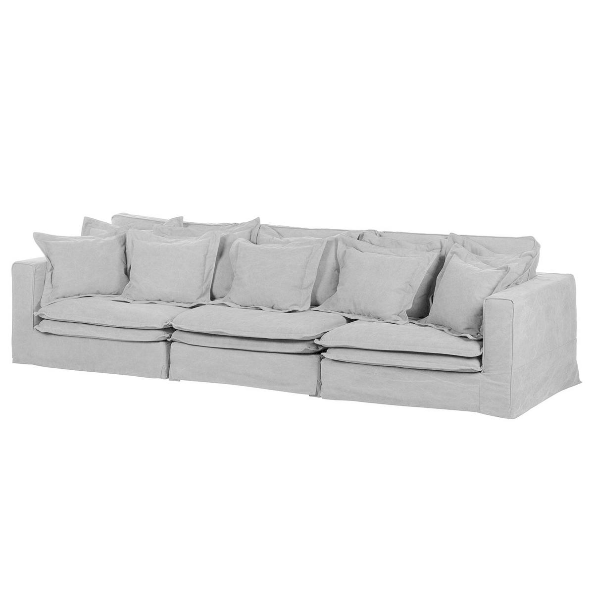 BIGSOFA Webstoff Hellgrau  - Hellgrau/Schwarz, Design, Kunststoff/Textil (338/90/119cm) - P & B