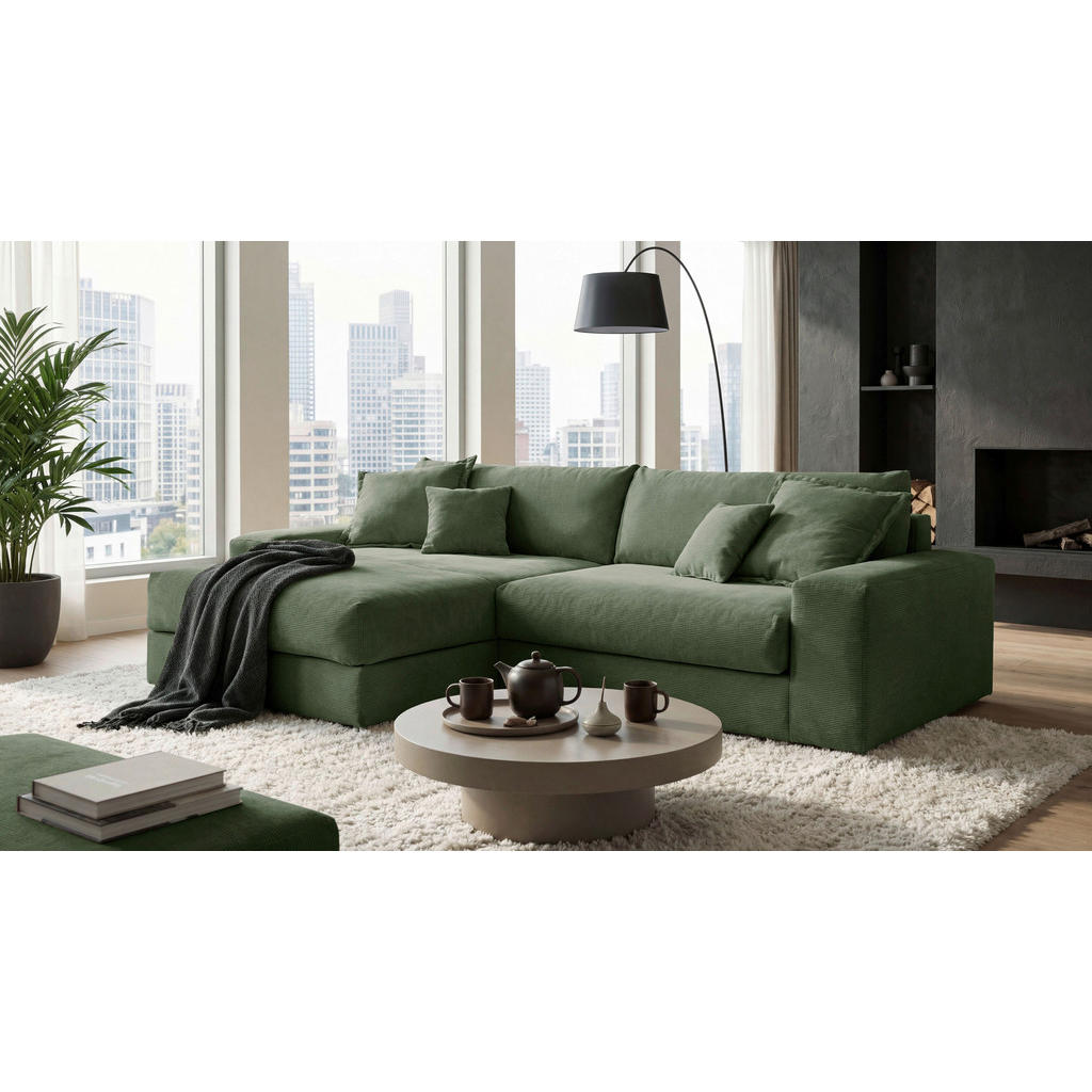 Livetastic ROZKLADACIA ROHOVÁ SEDAČKA, textil, zelená