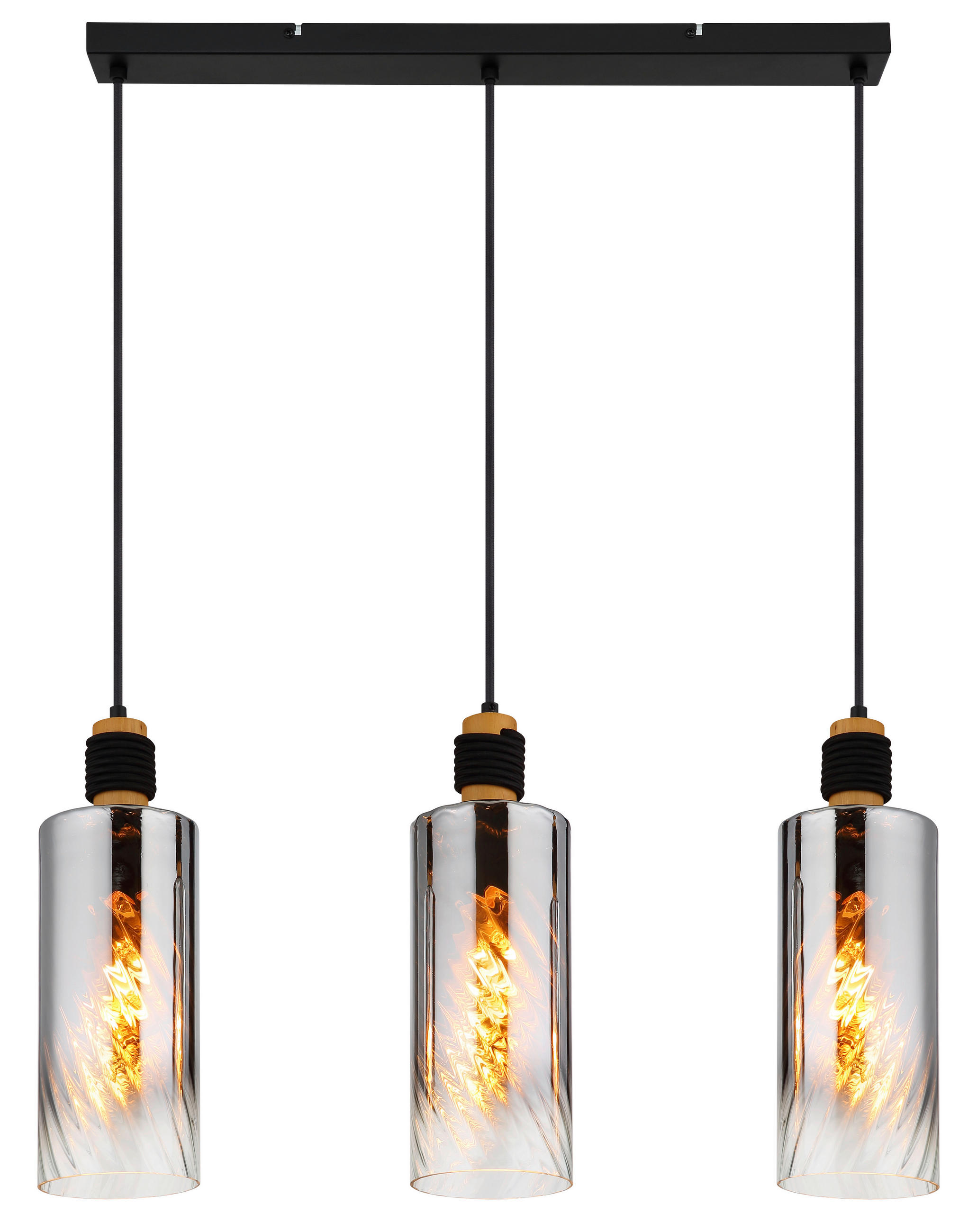 HÄNGELEUCHTE OSBORNE 68/12/150 cm   - Klar/Schwarz, Design, Glas/Holz (68/12/150cm) - Globo