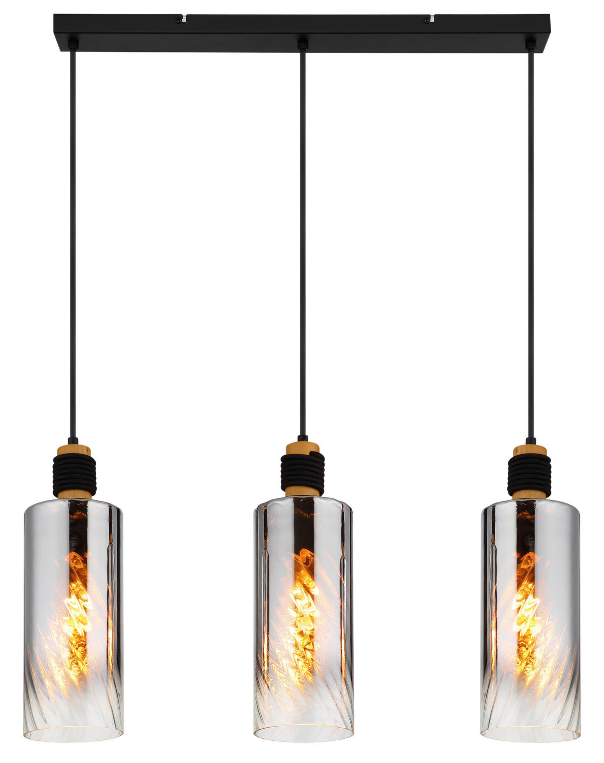 HÄNGELEUCHTE 68/12/150 cm    - Klar/Schwarz, Design, Glas/Holz (68/12/150cm) - Globo
