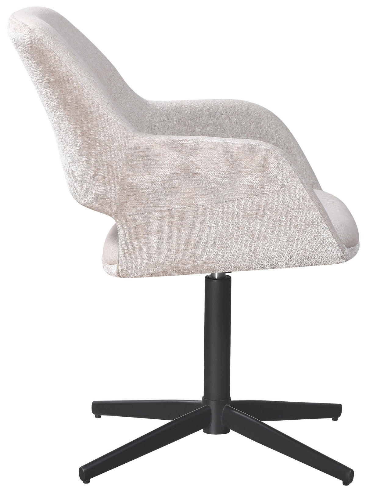 ARMLEHNSTUHL  in Eisen Chenille, Leinenoptik  - Beige/Schwarz, KONVENTIONELL, Textil/Metall (61/85/63cm) - MID.YOU