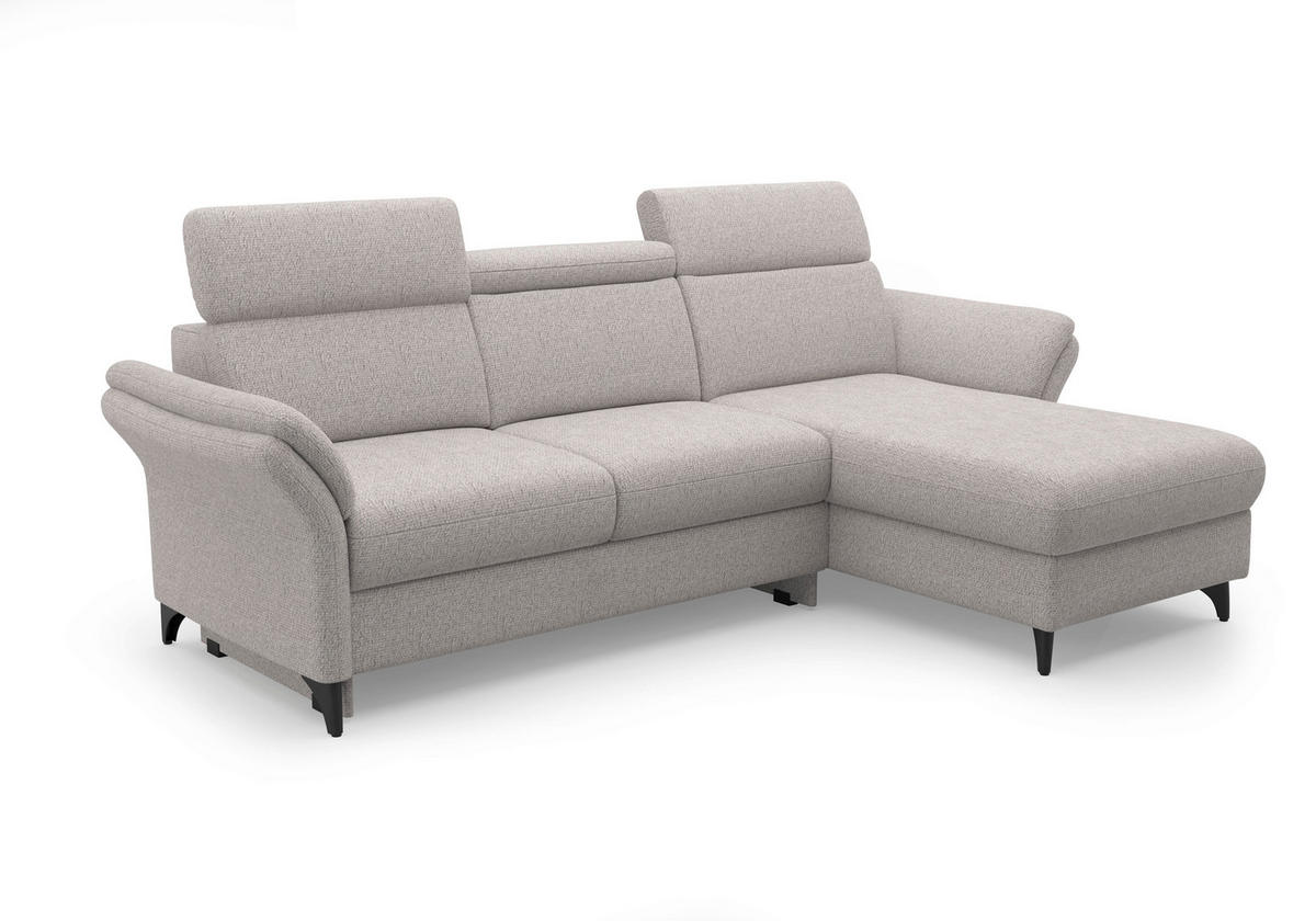 ECKSOFA GLENDALE E Silberfarben Chenille  - Silberfarben/Schwarz, KONVENTIONELL, Textil/Metall (253/166cm) - Sit & More
