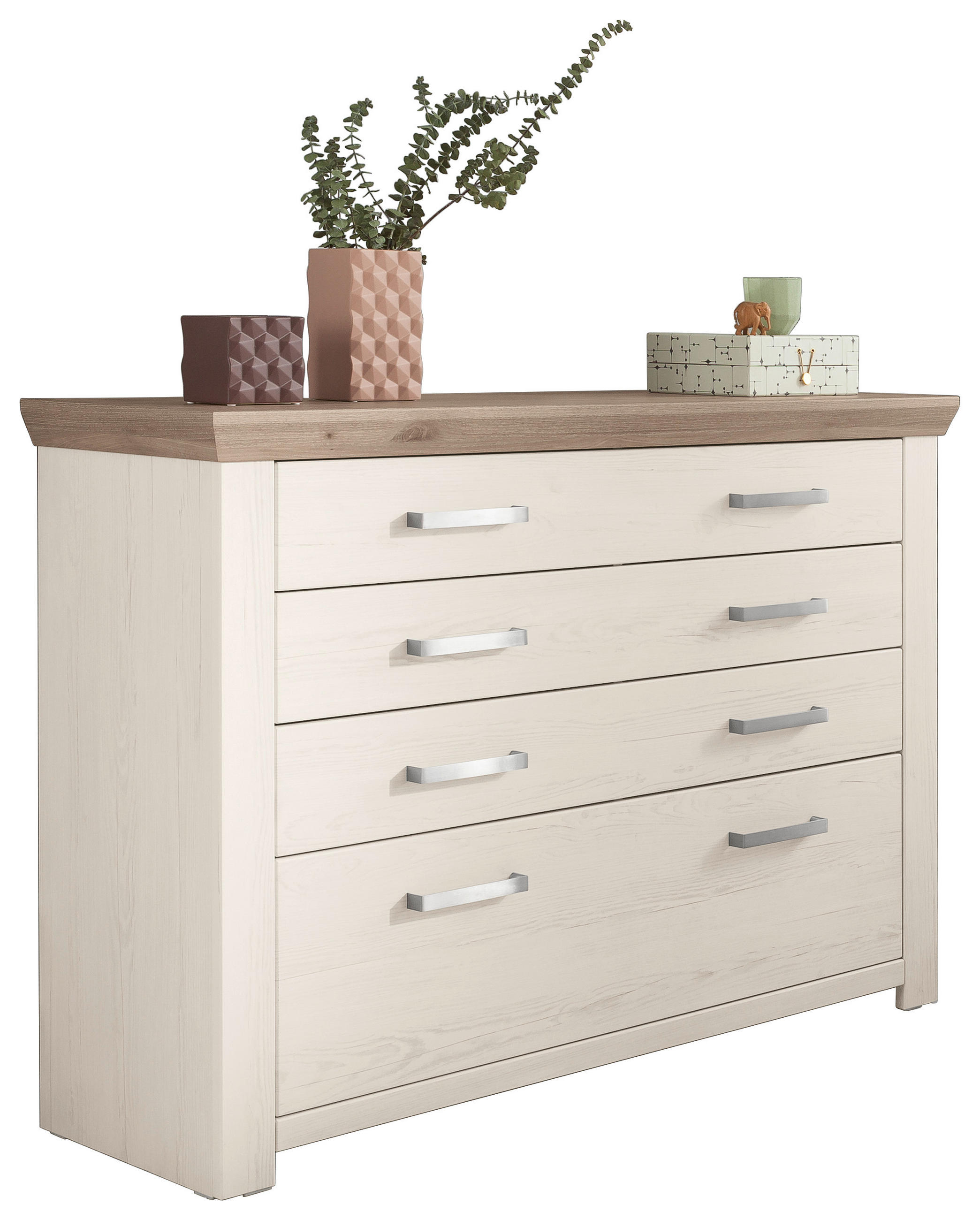 KOMMODE in 129,3/94,6/44,2 cm - Eichefarben/Weiß, Design, Holzwerkstoff/Metall (129,3/94,6/44,2cm) - SetOne by Musterring