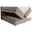 BOXSPRINGBETT 180/200 cm,  in Greige, gepolstertes Kopfteil, Bettkasten, Topper, Matratzen, H2 + H3 = mittel + fest  - Greige/Schwarz, KONVENTIONELL, Kunststoff/Textil (180/200cm) - Esposa