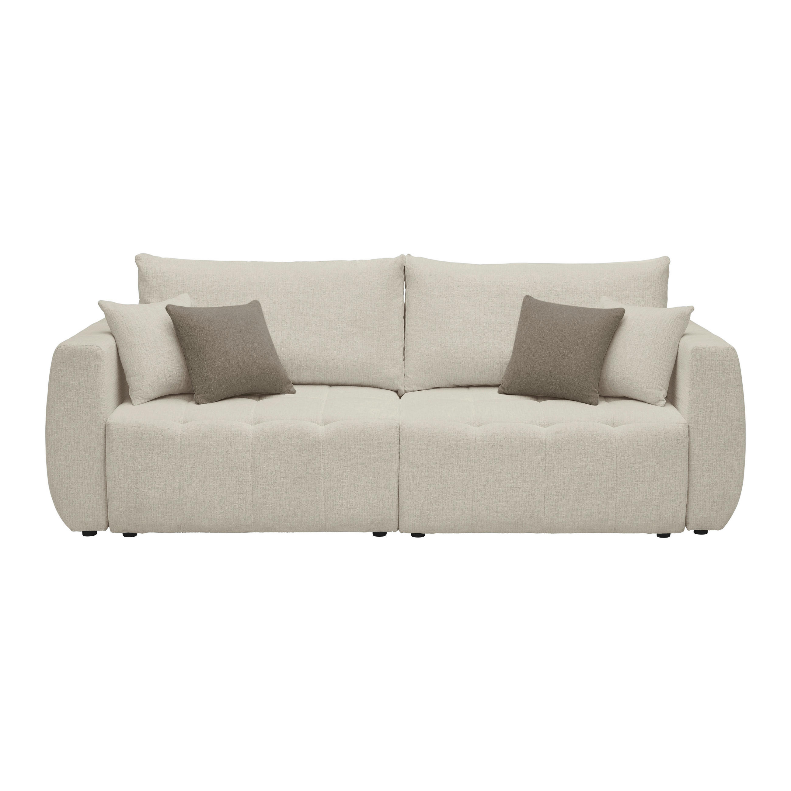 SCHLAFSOFA in Chenille, Jacquard Cappuccino  - Taupe/Schwarz, Kunststoff/Textil (245/74-90/104cm) - MID.YOU