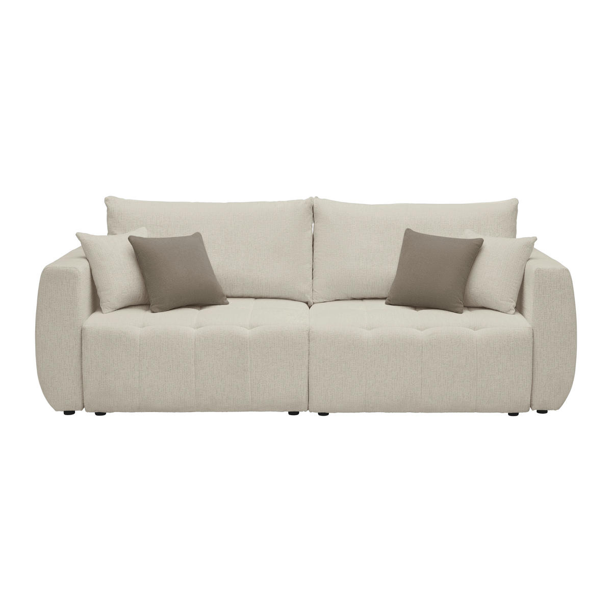 SCHLAFSOFA in Chenille, Jacquard Cappuccino  - Taupe/Schwarz, Kunststoff/Textil (245/74-90/104cm) - MID.YOU