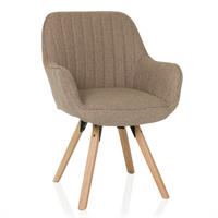 ARMLEHNSTUHL   Flachgewebe  Beige  - Beige/Buchefarben, MODERN, Holz/Textil (56/84/62cm) - MID.YOU