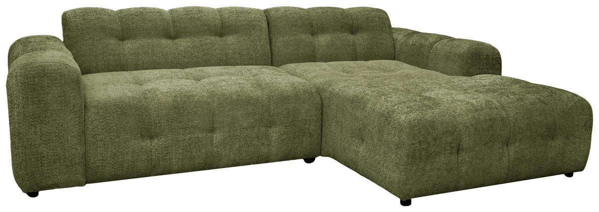 ECKSOFA RUNO Grün Bouclé  - Schwarz/Grün, Design, Kunststoff/Textil (270/175cm) - MID.YOU