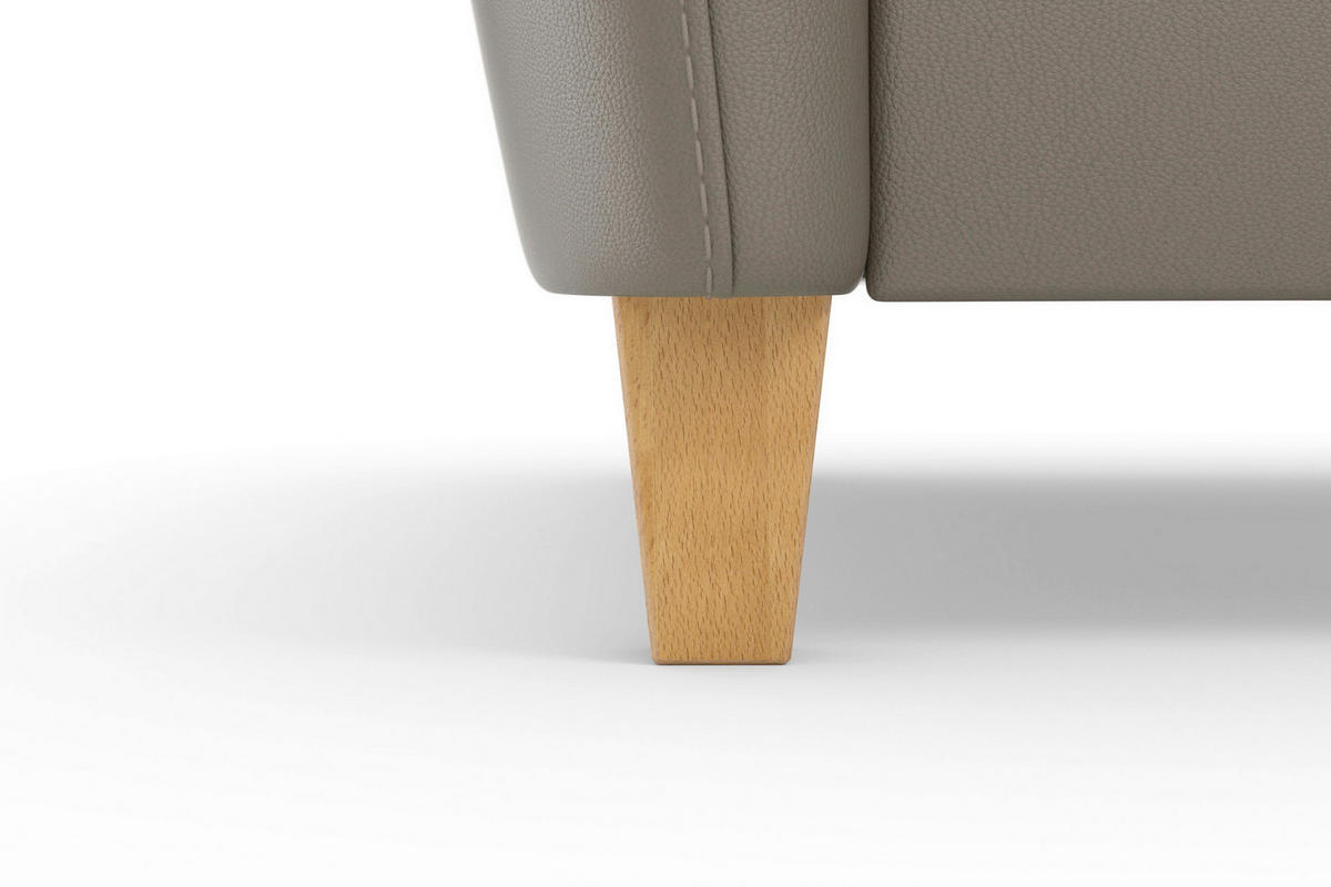 3-SITZER-SOFA PALMERA E Echtleder Grau  - Eichefarben/Grau, Basics, Leder/Holz (179/89/89cm) - Sit & More