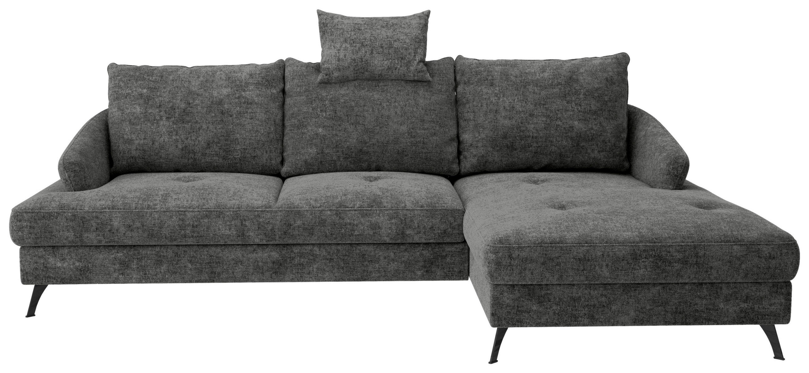 ECKSOFA in Webstoff Schwarz  - Schwarz, KONVENTIONELL, Textil/Metall (293/183cm) - Carryhome