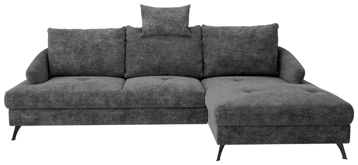 ECKSOFA in Webstoff Schwarz  - Schwarz, Konventionell, Textil/Metall (293/183cm) - Carryhome