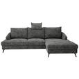 ECKSOFA in Webstoff Schwarz  - Schwarz, KONVENTIONELL, Textil/Metall (293/183cm) - Carryhome