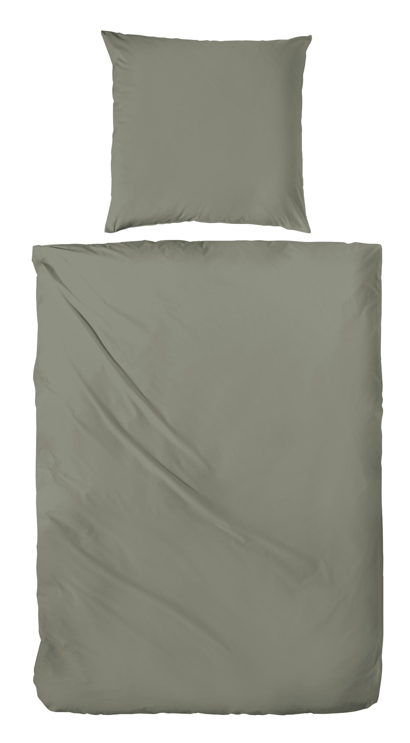 BETTWÄSCHE Flanell 155/220 cm  - Olivgrün, Basics, Textil (155/220cm)