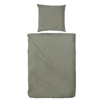 BETTWÄSCHE Flanell 155/220 cm  - Olivgrün, Basics, Textil (155/220cm)