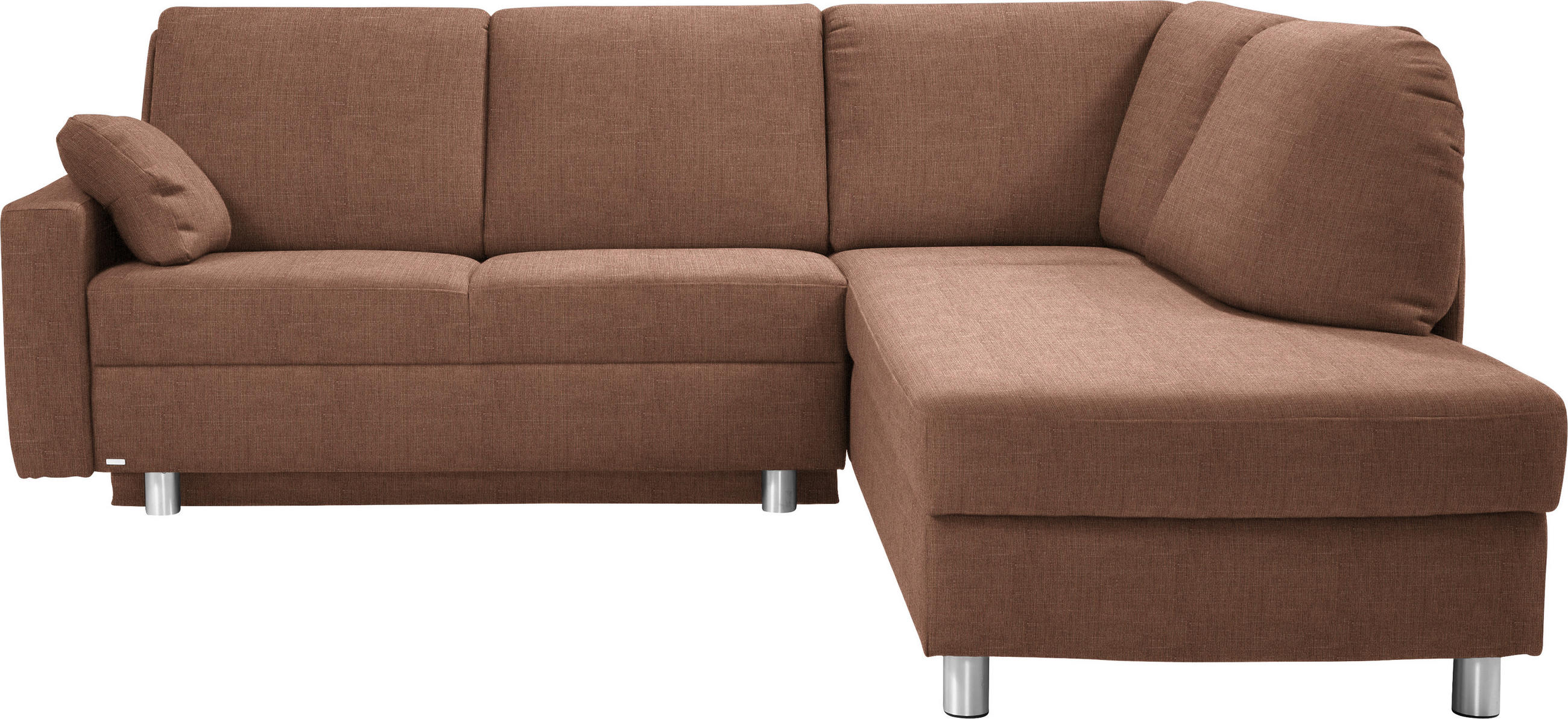 ECKSOFA 227/208 cm  in Chenille Braun Zierkissen, Armlehnenkissen  227/208 cm  - Alufarben/Braun, KONVENTIONELL, Textil/Metall (227/208cm) - Sedda