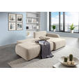 ECKSOFA Beige Flachgewebe Zierkissen, Rückenkissen, Bettkasten, Schlaffunktion, Rücken echt, Liegefläche im Originalstoff  - Beige/Schwarz, KONVENTIONELL, Kunststoff/Textil (260/145cm) - Carryhome