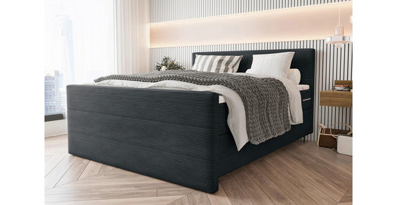 BOXSPRINGBETT 180/200 cm  in Anthrazit  - Anthrazit/Schwarz, KONVENTIONELL, Textil/Metall (180/200cm) - Carryhome