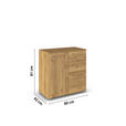 KOMMODE  in 80/81/42 cm  - Eichefarben/Silberfarben, Design, Holzwerkstoff/Kunststoff (80/81/42cm) - Novel