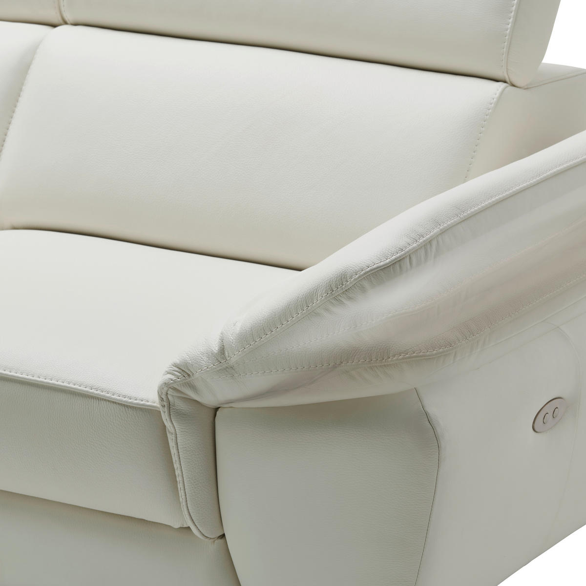 ECKSOFA Weiß Echtleder  - Schwarz/Weiß, Design, Leder/Metall (281/225cm) - Celina Home