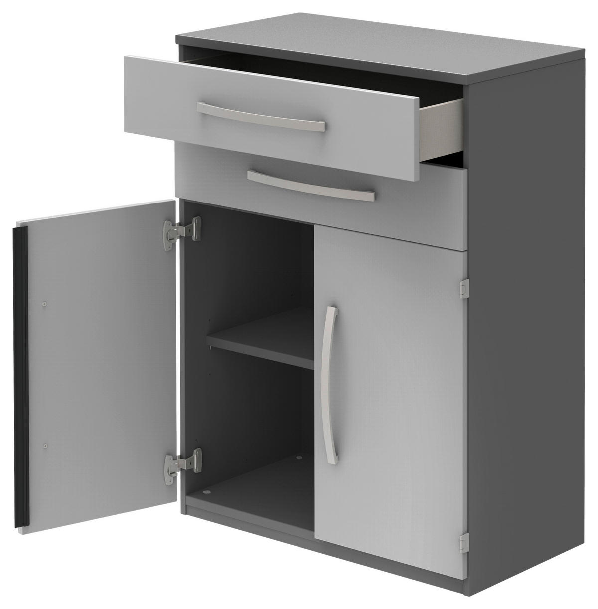 AKTENSCHRANK Anthrazit, Hellgrau  - Anthrazit/Hellgrau, KONVENTIONELL, Holzwerkstoff (80/111,7/43cm) - Moderano