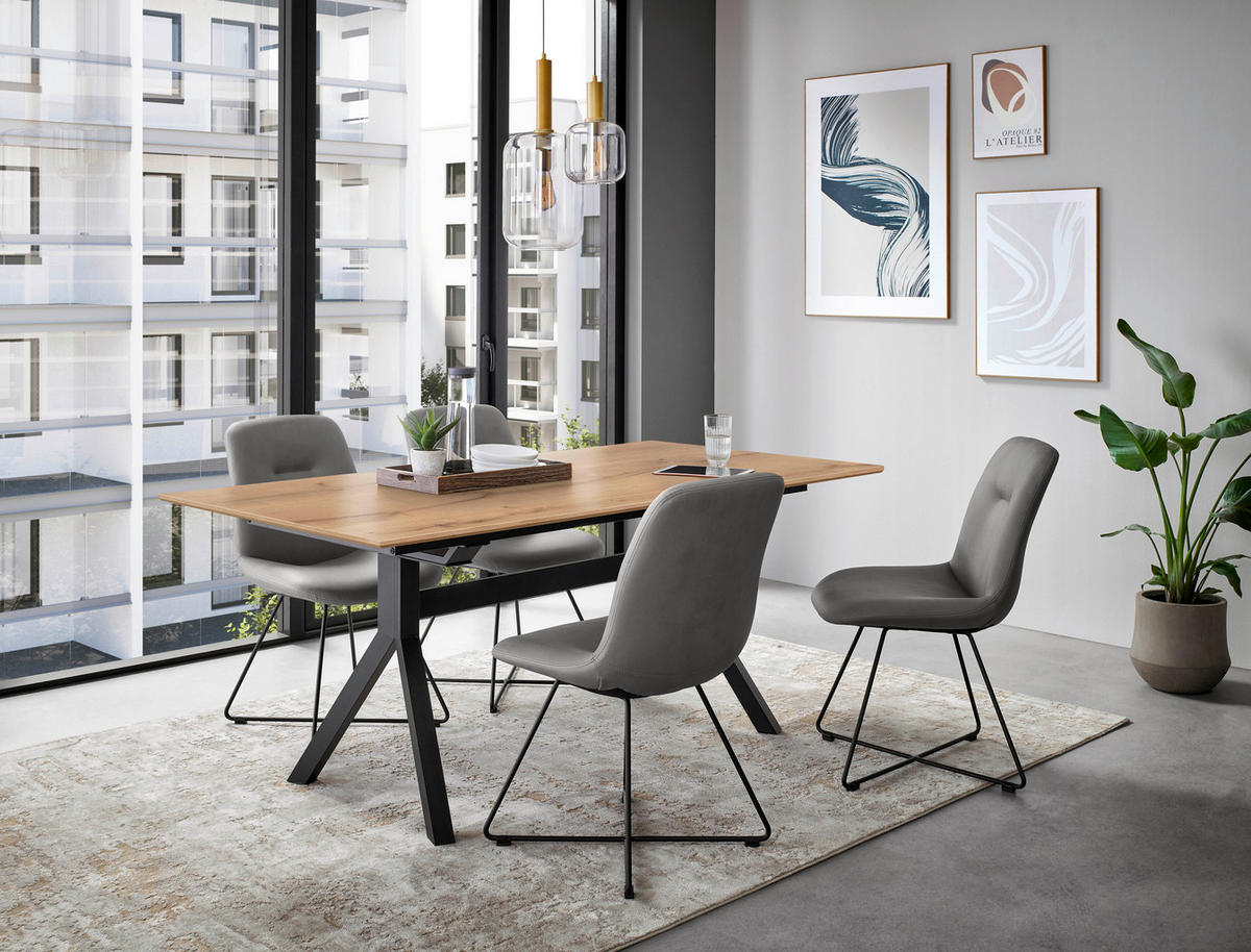 ESSTISCH in Metall, Holzwerkstoff 180/95/76 cm  - Eichefarben, Basics, Holzwerkstoff/Metall (180/95/76cm) - Celina Home