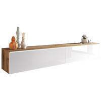 LOWBOARD D180 180/30/33 cm  stehend, hängend, Beleuchtung, in verschiedenen Holzdekoren erhältlich  - Weiß Hochglanz/Eiche Wotan, LIFESTYLE, Holzwerkstoff/Kunststoff (180/30/33cm) - P & B