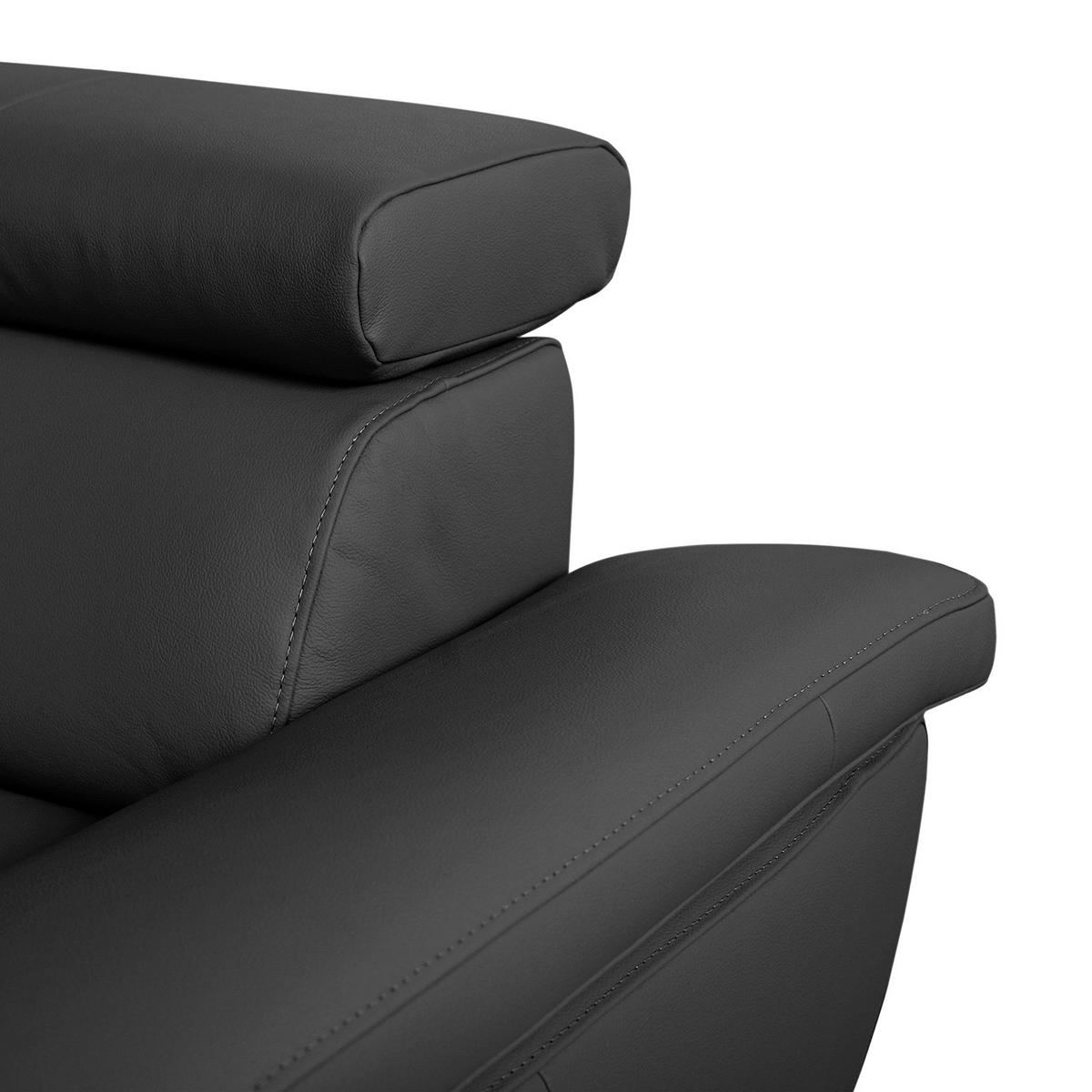 ECKSOFA Schwarz Echtleder Lederlook  - Chromfarben/Schwarz, Design, Leder/Textil (208/248cm) - Livetastic