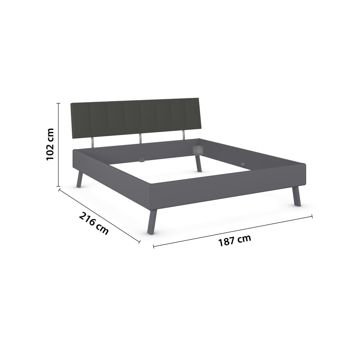 BETT 180/200 cm,  in Grau,  - Grau, Design, Textil/Metall (180/200cm) - Carryhome