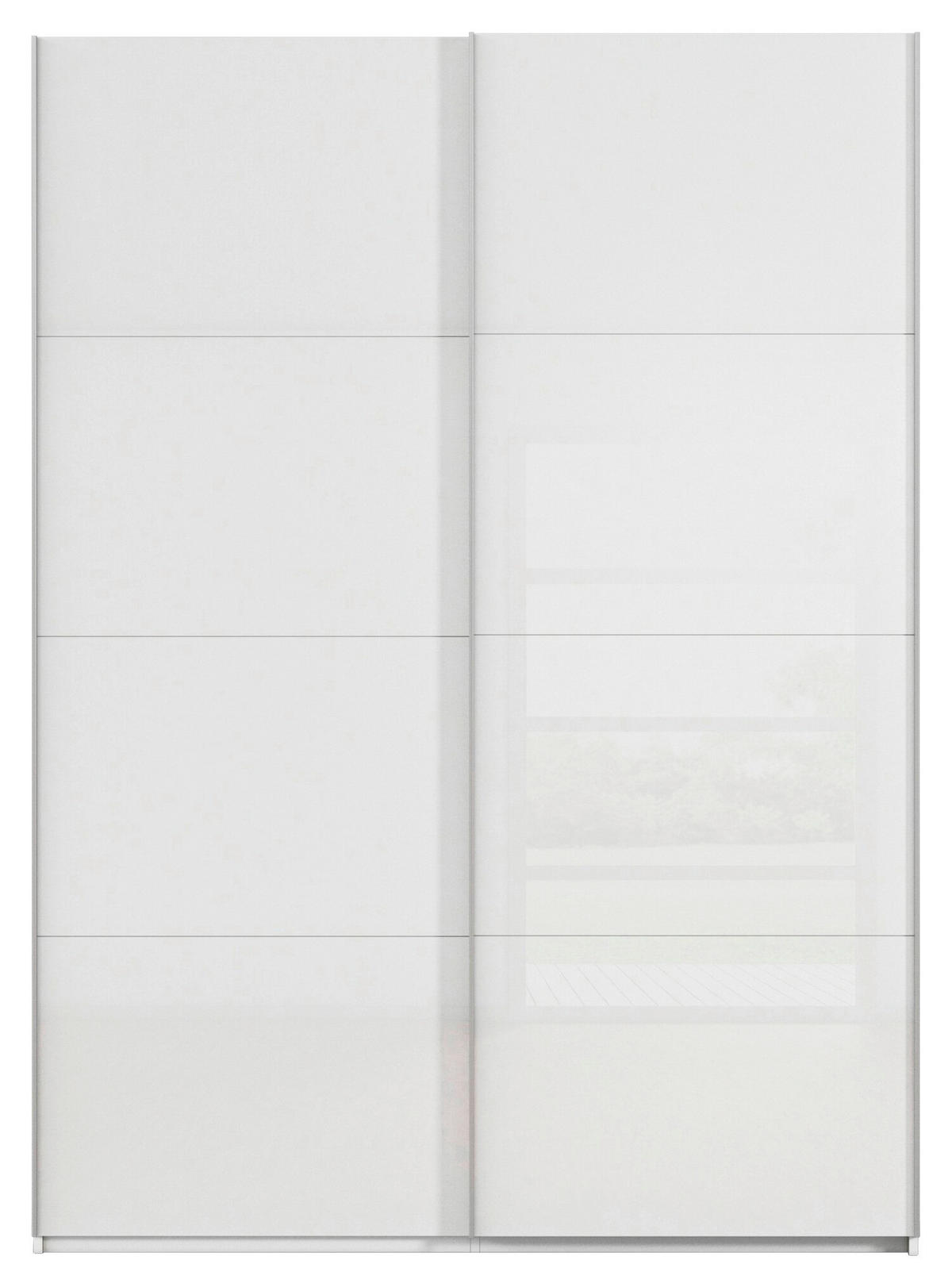 SCHWEBETÜRENSCHRANK 162/223/68 cm 2-türig Weiß, Weiß Hochglanz  - Weiß Hochglanz/Alufarben, Basics, Holzwerkstoff/Metall (162/223/68cm) - Novel
