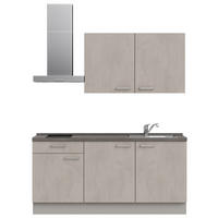 KÜCHENBLOCK 180 cm   in Grau, Schieferfarben  - Schieferfarben/Edelstahlfarben, MODERN, Holzwerkstoff/Metall (180cm) - Nobilia