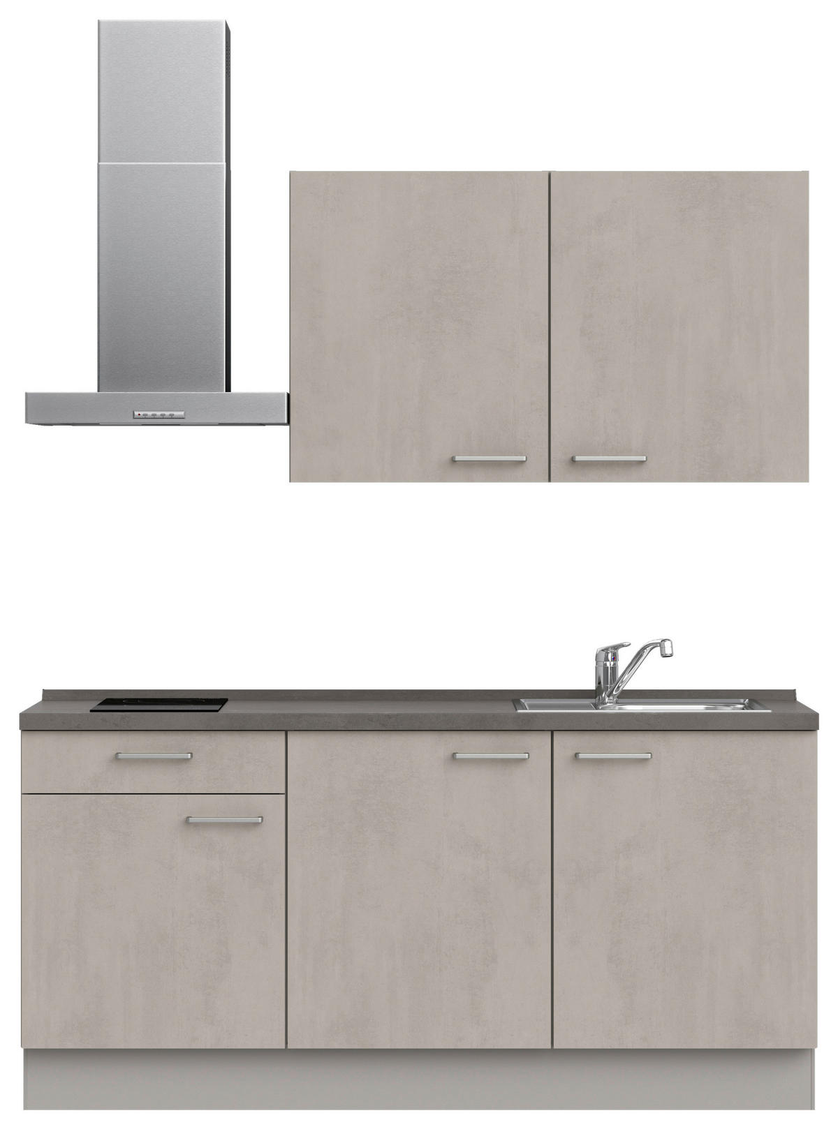 KÜCHENBLOCK 180 cm   in Grau, Schieferfarben  - Schieferfarben/Edelstahlfarben, MODERN, Holzwerkstoff/Metall (180cm) - Nobilia