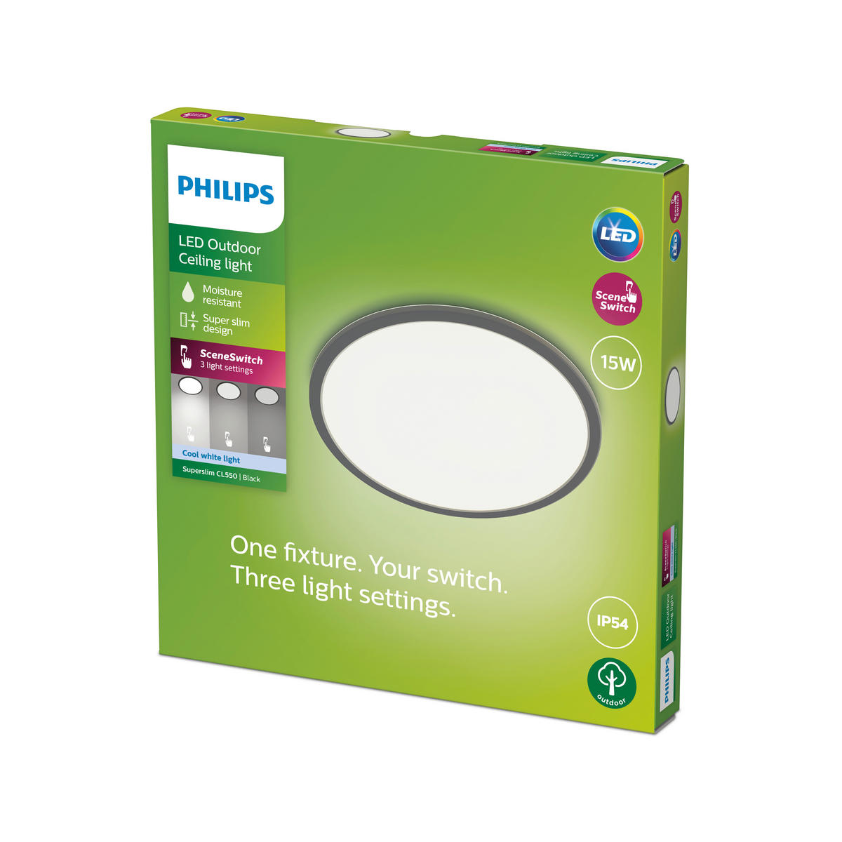 LED-DECKENLEUCHTE Superslim CL550 25/25/2,3 cm   - Schwarz, Basics, Metall (25/25/2,3cm) - Philips
